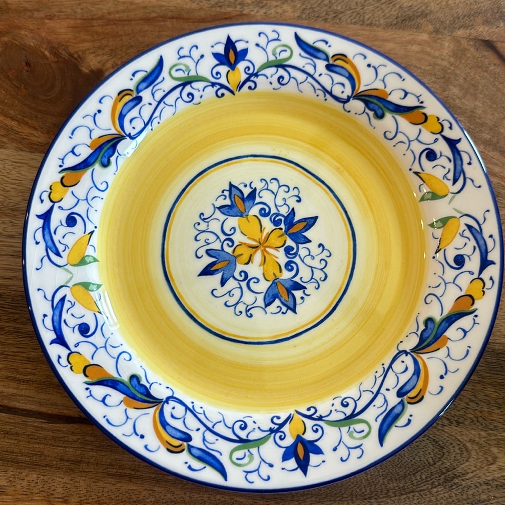 Pier 1 Mirandela Blue Yellow Paisley 9โ Serving Plate Portugal Discontinued